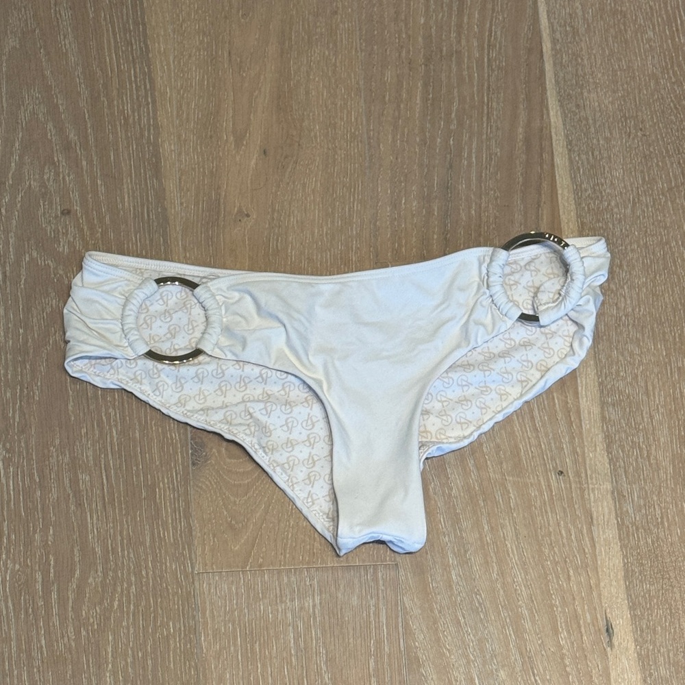 Victoria’s Secret White Bikini Bottom with Gold Accents